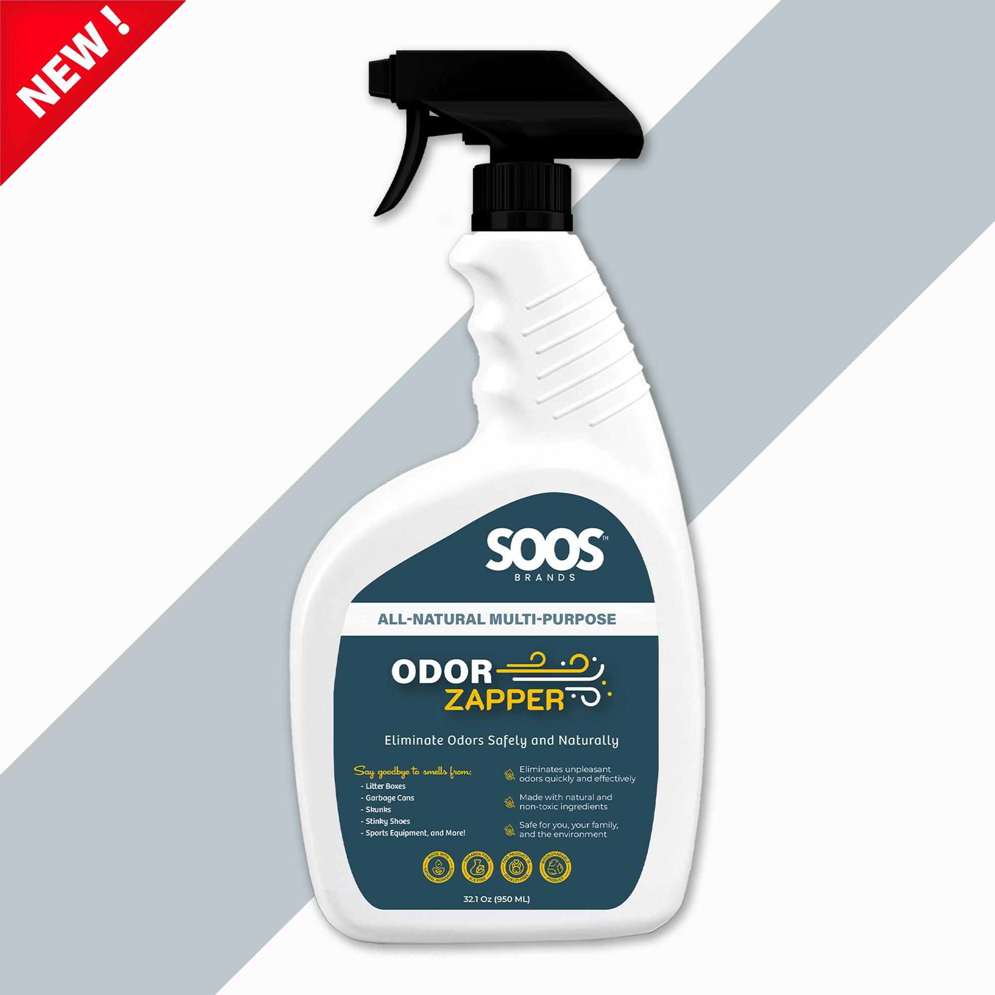 Soos Odor Zapper - All Natural Multi-Purpose Odor Eliminator -  950ML